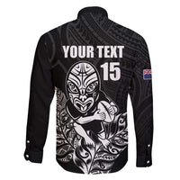 New Zealand Silver Fern Rugby Custom Family Matching Tank Maxi Dress and Hawaiian Shirt Maori Tiki Black Version