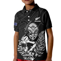 New Zealand Silver Fern Rugby Custom Kid Polo Shirt Maori Tiki Black Version