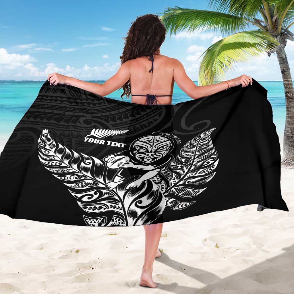 New Zealand Silver Fern Rugby Custom Sarong Maori Tiki Black Version