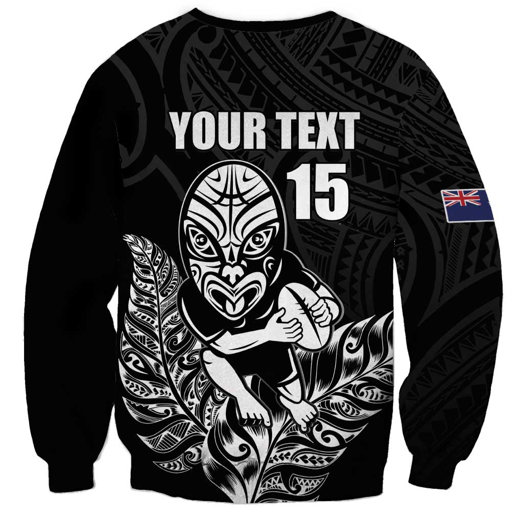 New Zealand Silver Fern Rugby Custom Sweatshirt Maori Tiki Black Version
