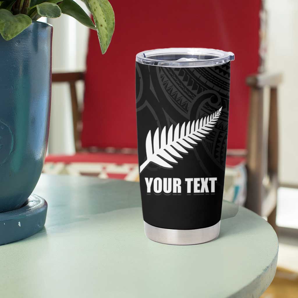 New Zealand Silver Fern Rugby Custom Tumbler Cup Maori Tiki Black Version