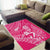 New Zealand Silver Fern Rugby Custom Area Rug Maori Tiki Pink Version