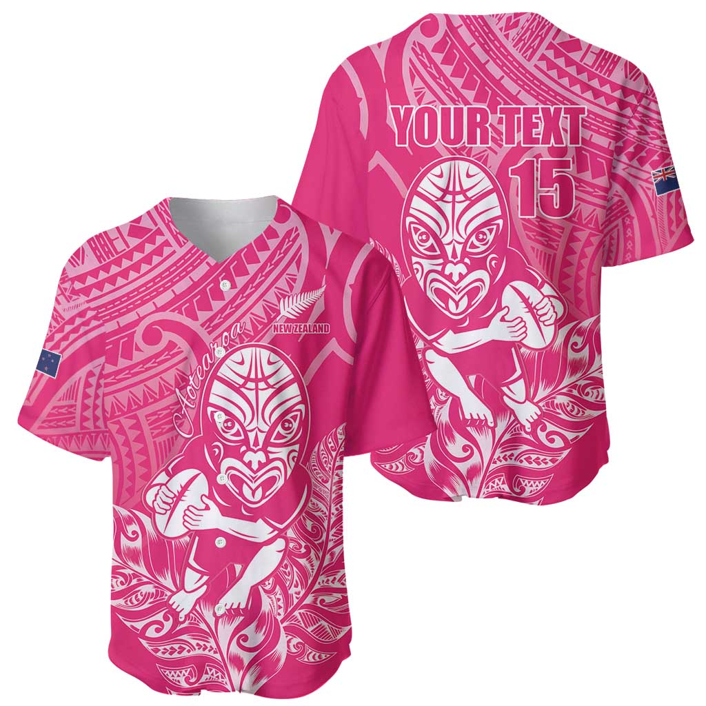New Zealand Silver Fern Rugby Custom Baseball Jersey Maori Tiki Pink Version