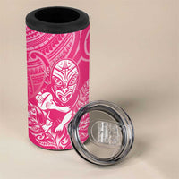 New Zealand Silver Fern Rugby Custom 4 in 1 Can Cooler Tumbler Maori Tiki Pink Version LT15 - Polynesian Pride