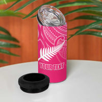 New Zealand Silver Fern Rugby Custom 4 in 1 Can Cooler Tumbler Maori Tiki Pink Version LT15 - Polynesian Pride