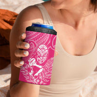 New Zealand Silver Fern Rugby Custom 4 in 1 Can Cooler Tumbler Maori Tiki Pink Version LT15 - Polynesian Pride
