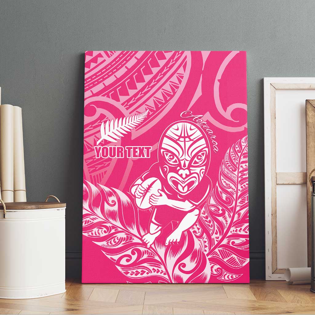 New Zealand Silver Fern Rugby Custom Canvas Wall Art Maori Tiki Pink Version