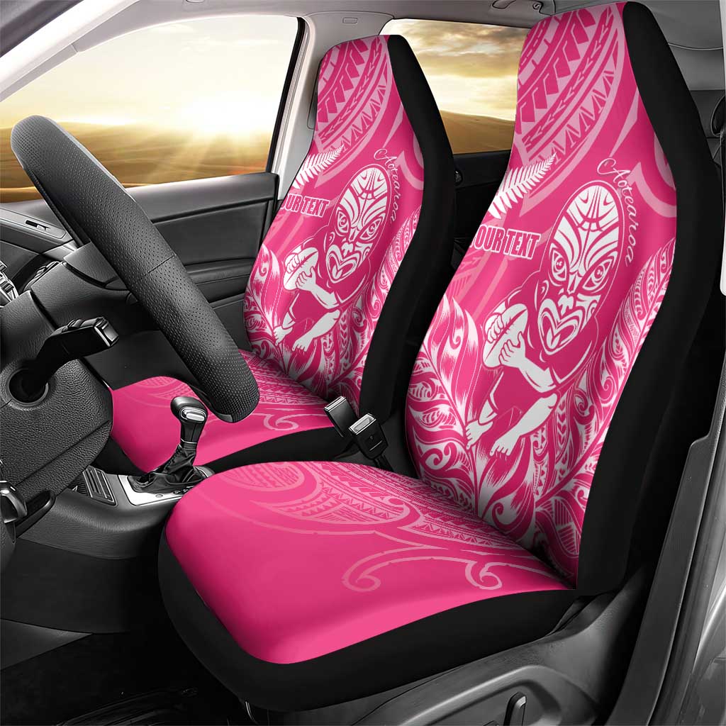 New Zealand Silver Fern Rugby Custom Car Seat Cover Maori Tiki Pink Version