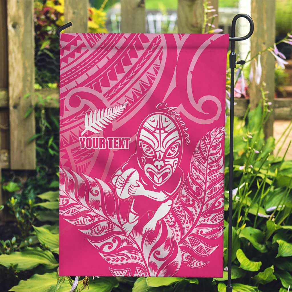 New Zealand Silver Fern Rugby Custom Garden Flag Maori Tiki Pink Version