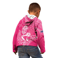 New Zealand Silver Fern Rugby Custom Kid Hoodie Maori Tiki Pink Version
