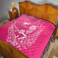 New Zealand Silver Fern Rugby Custom Quilt Maori Tiki Pink Version