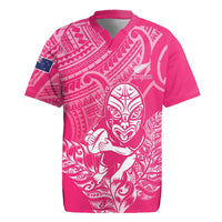 New Zealand Silver Fern Rugby Custom Rugby Jersey Maori Tiki Pink Version