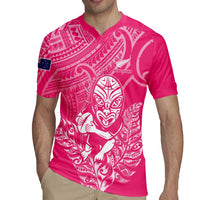 New Zealand Silver Fern Rugby Custom Rugby Jersey Maori Tiki Pink Version