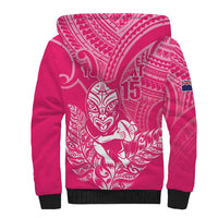 New Zealand Silver Fern Rugby Custom Sherpa Hoodie Maori Tiki Pink Version