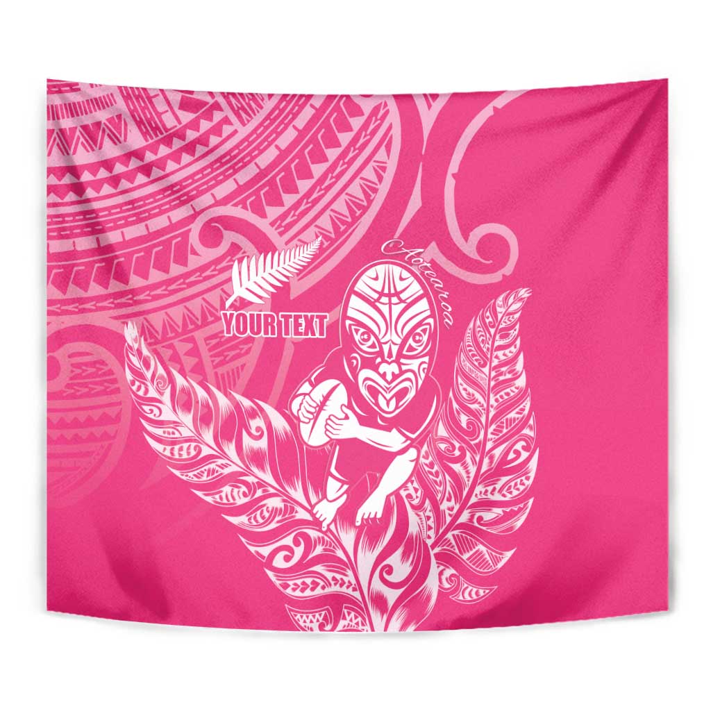 New Zealand Silver Fern Rugby Custom Tapestry Maori Tiki Pink Version