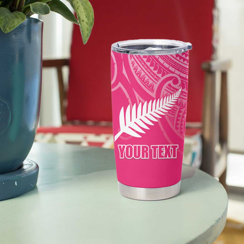 New Zealand Silver Fern Rugby Custom Tumbler Cup Maori Tiki Pink Version