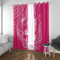 New Zealand Silver Fern Rugby Custom Window Curtain Maori Tiki Pink Version
