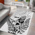 New Zealand Silver Fern Rugby Custom Area Rug Maori Tiki White Version