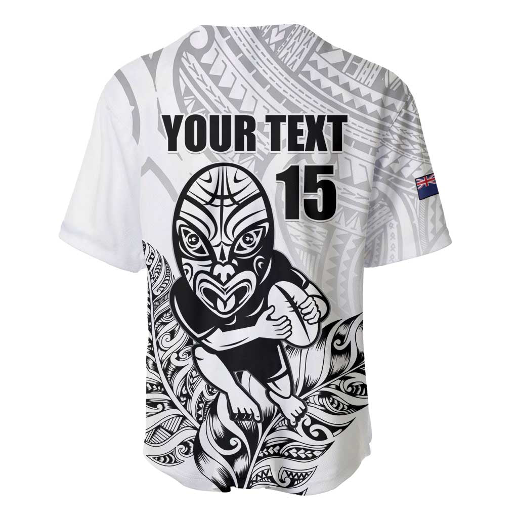New Zealand Silver Fern Rugby Custom Baseball Jersey Maori Tiki White Version