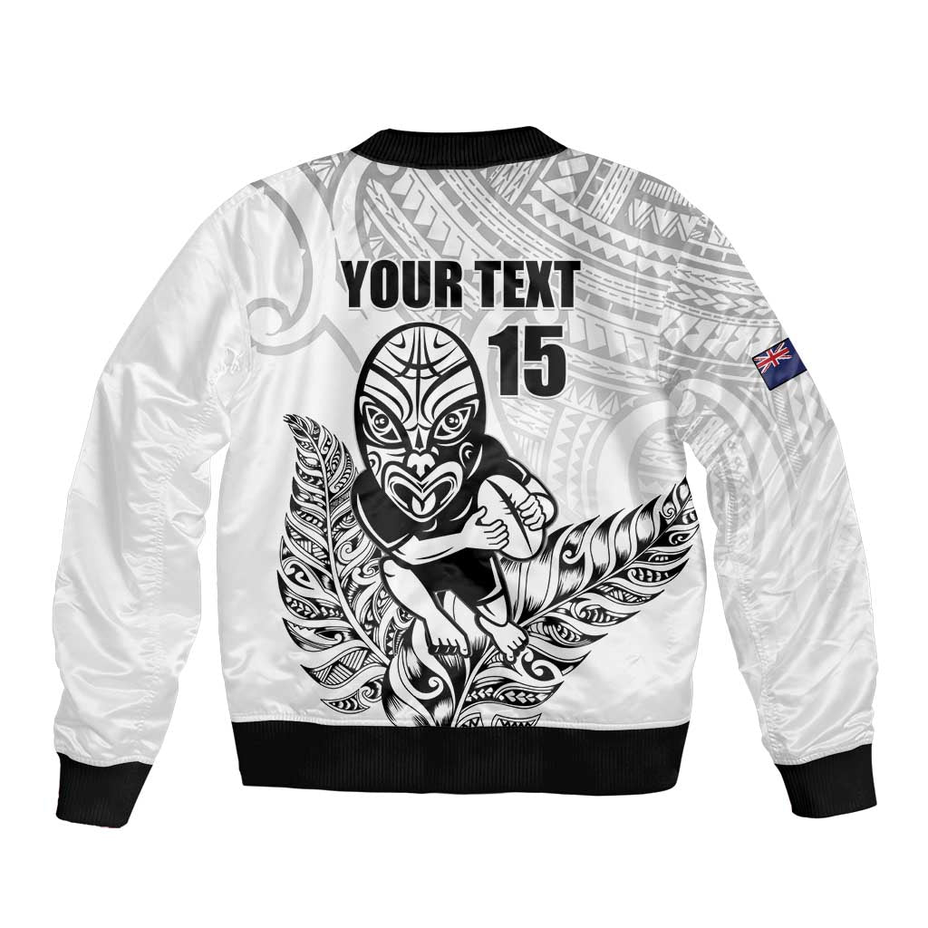 New Zealand Silver Fern Rugby Custom Bomber Jacket Maori Tiki White Version