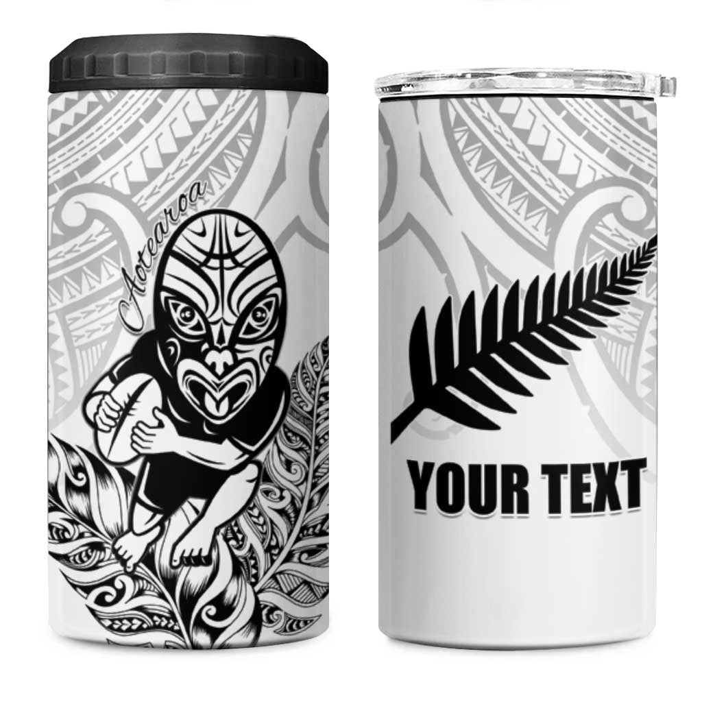 New Zealand Silver Fern Rugby Custom 4 in 1 Can Cooler Tumbler Maori Tiki White Version LT15 One Size: 16 oz White - Polynesian Pride
