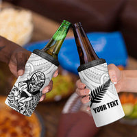 New Zealand Silver Fern Rugby Custom 4 in 1 Can Cooler Tumbler Maori Tiki White Version LT15 - Polynesian Pride