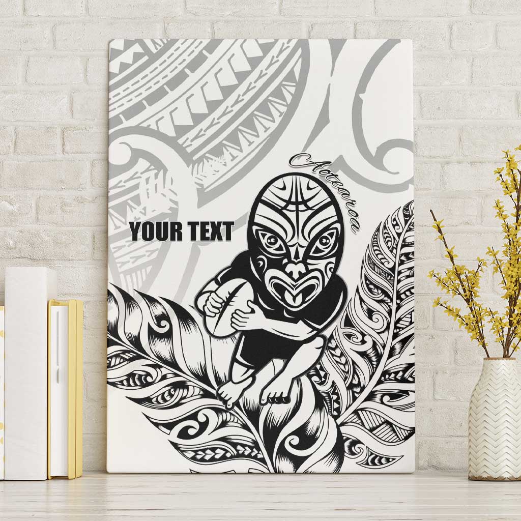 New Zealand Silver Fern Rugby Custom Canvas Wall Art Maori Tiki White Version