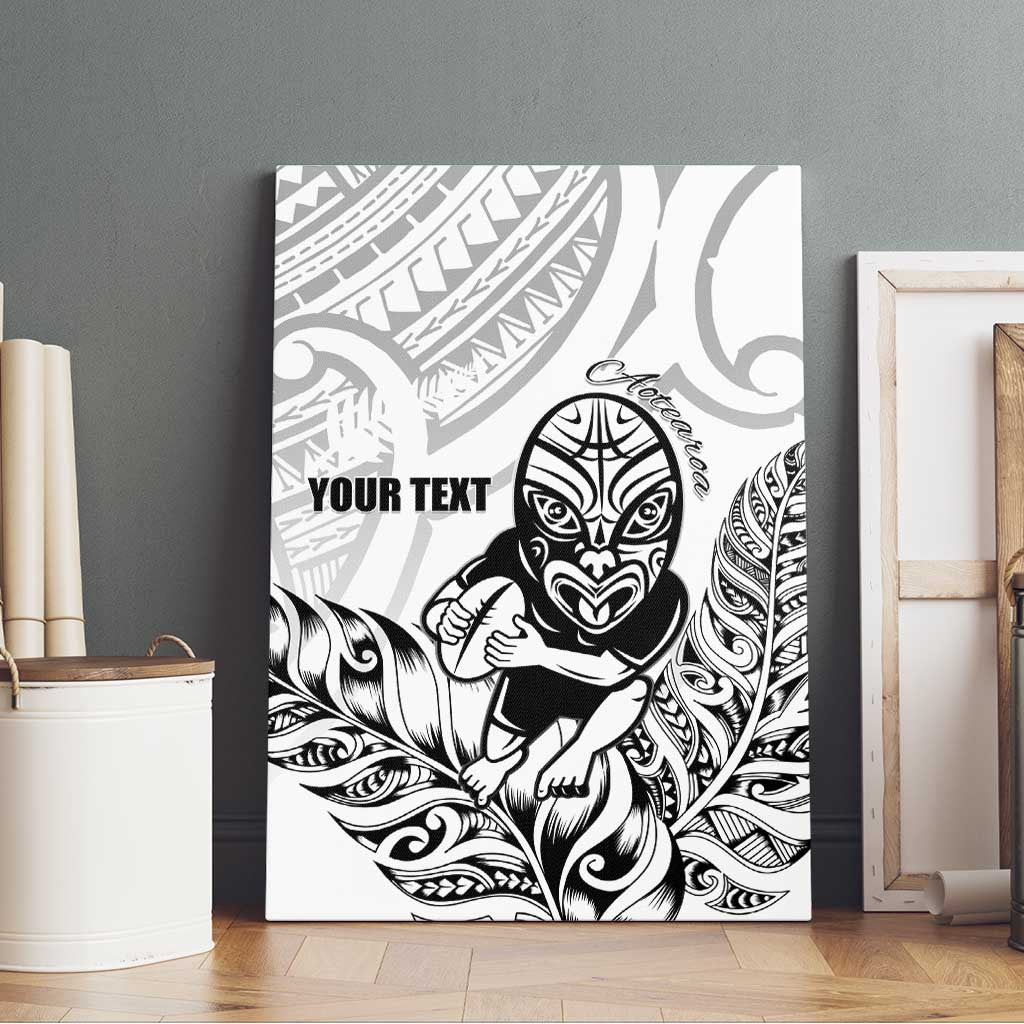 New Zealand Silver Fern Rugby Custom Canvas Wall Art Maori Tiki White Version