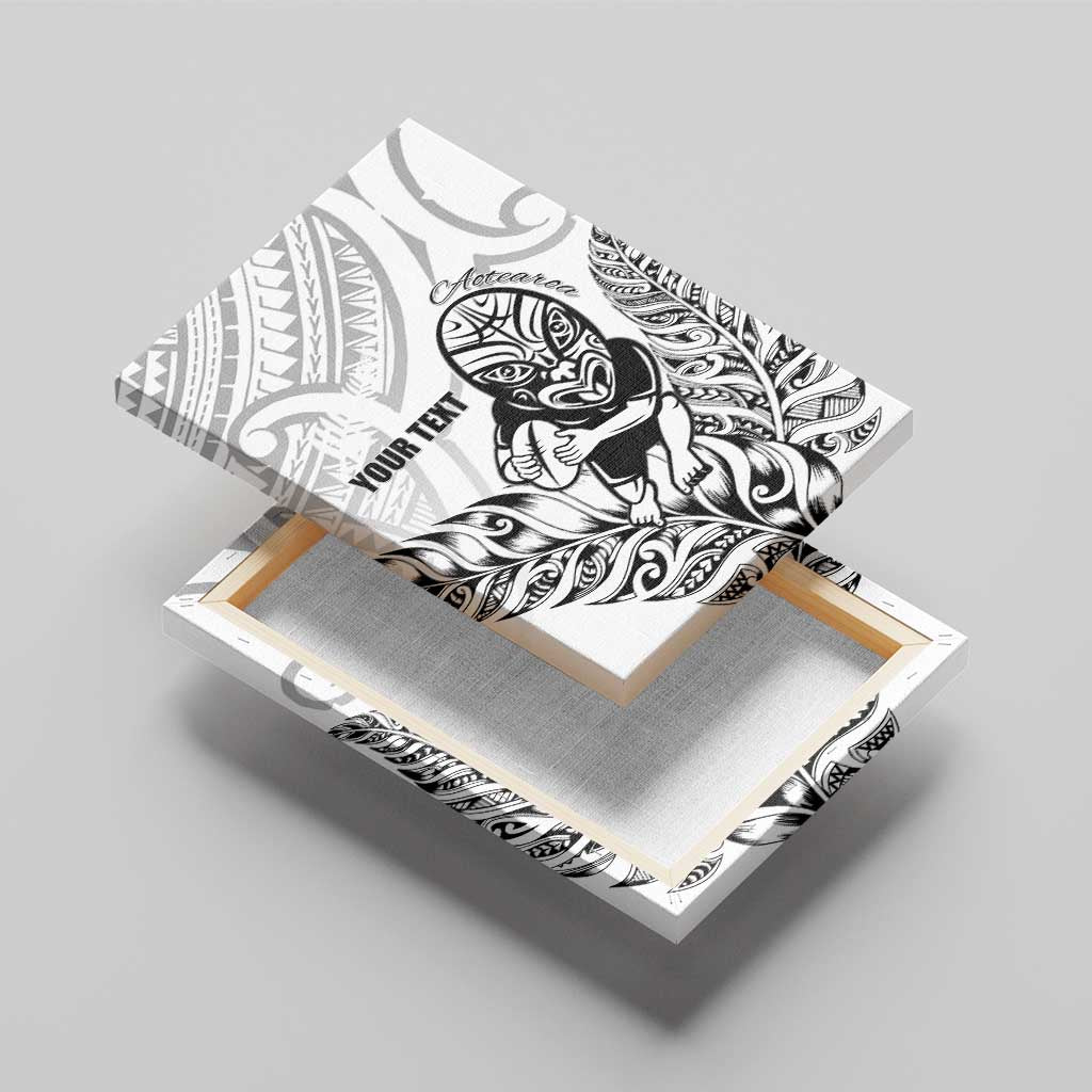 New Zealand Silver Fern Rugby Custom Canvas Wall Art Maori Tiki White Version