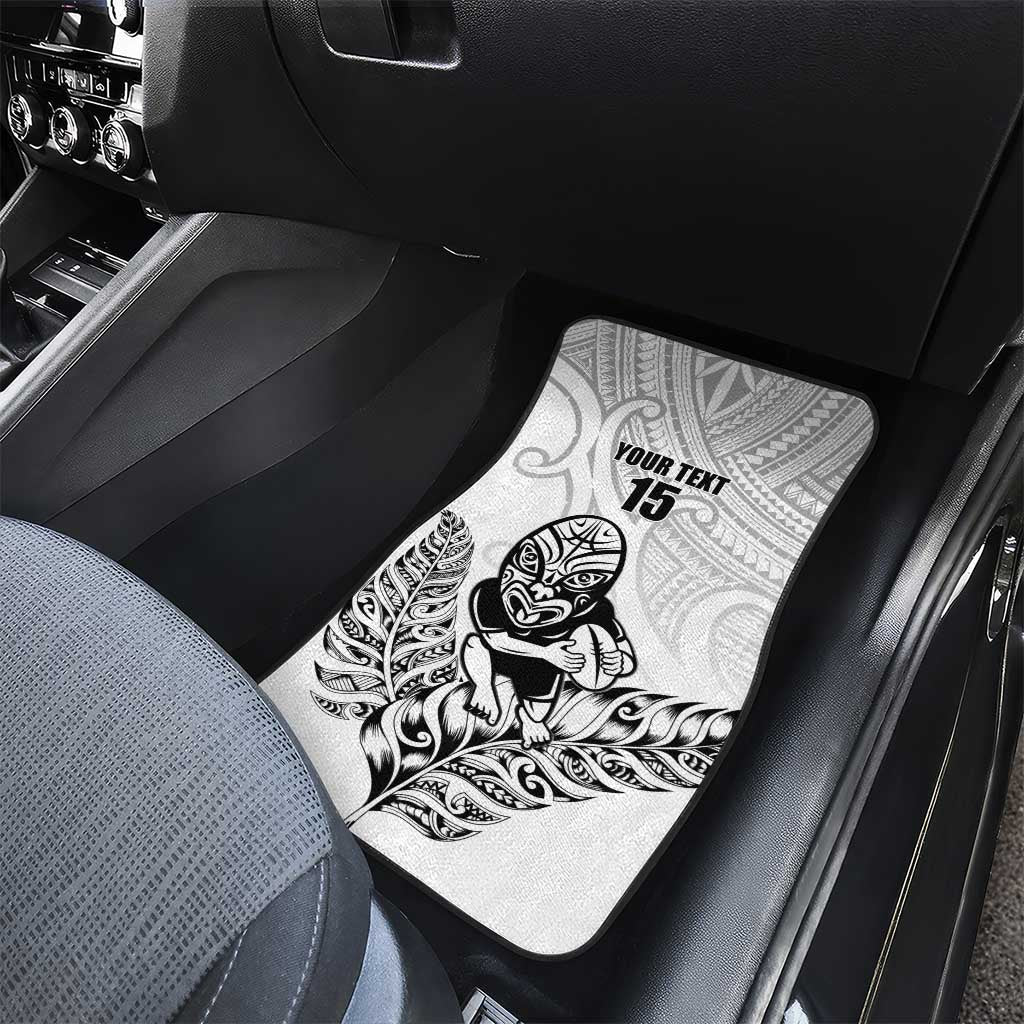 New Zealand Silver Fern Rugby Custom Car Mats Maori Tiki White Version