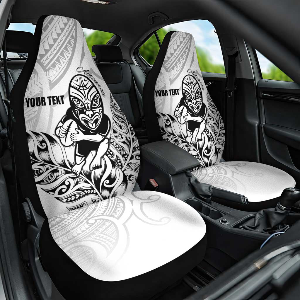 New Zealand Silver Fern Rugby Custom Car Seat Cover Maori Tiki White Version LT15 One Size White - Polynesian Pride
