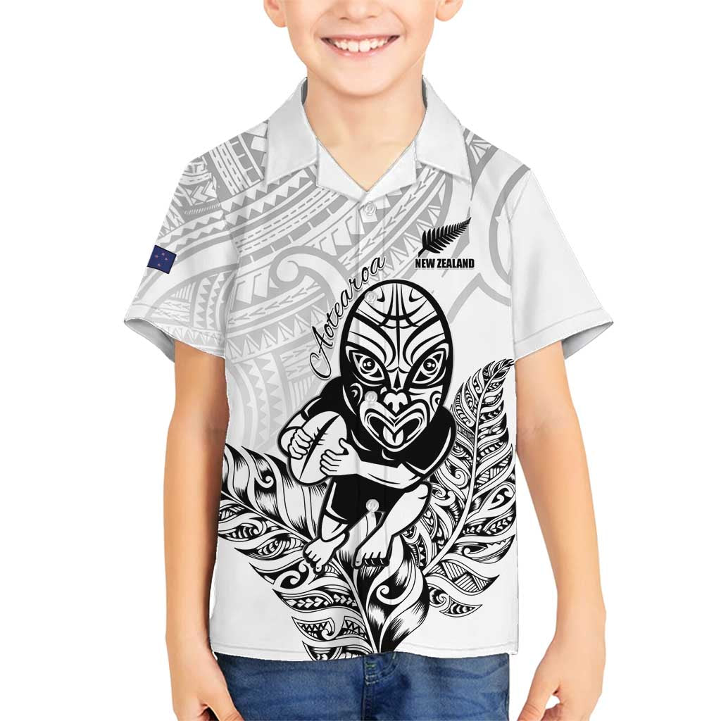 New Zealand Silver Fern Rugby Custom Family Matching Long Sleeve Bodycon Dress and Hawaiian Shirt Maori Tiki White Version