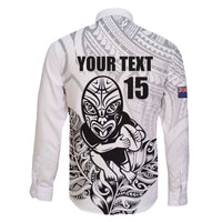 New Zealand Silver Fern Rugby Custom Family Matching Off The Shoulder Long Sleeve Dress and Hawaiian Shirt Maori Tiki White Version