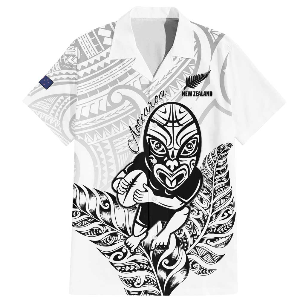 New Zealand Silver Fern Rugby Custom Family Matching Off Shoulder Maxi Dress and Hawaiian Shirt Maori Tiki White Version