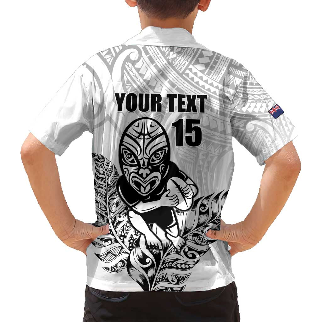 New Zealand Silver Fern Rugby Custom Family Matching Off Shoulder Short Dress and Hawaiian Shirt Maori Tiki White Version