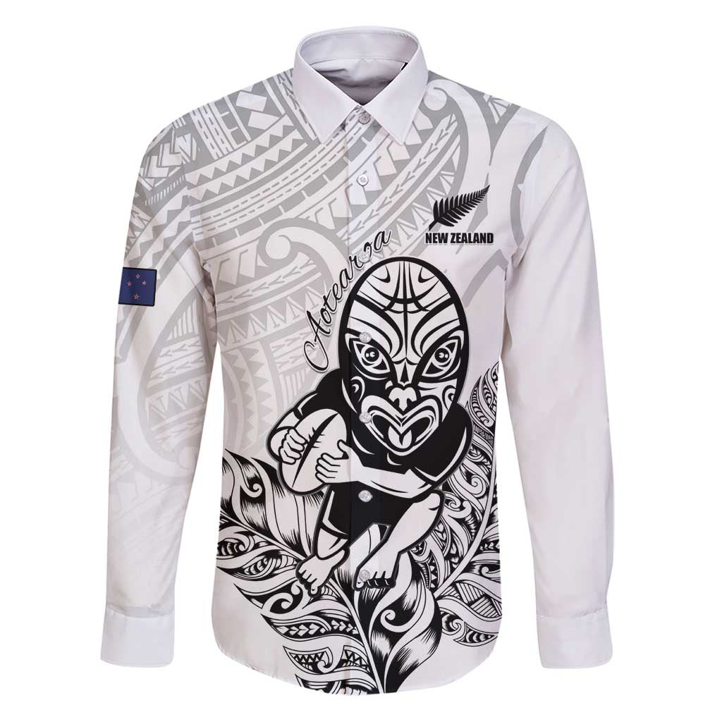New Zealand Silver Fern Rugby Custom Family Matching Puletasi and Hawaiian Shirt Maori Tiki White Version