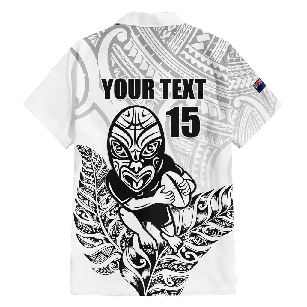 New Zealand Silver Fern Rugby Custom Family Matching Short Sleeve Bodycon Dress and Hawaiian Shirt Maori Tiki White Version