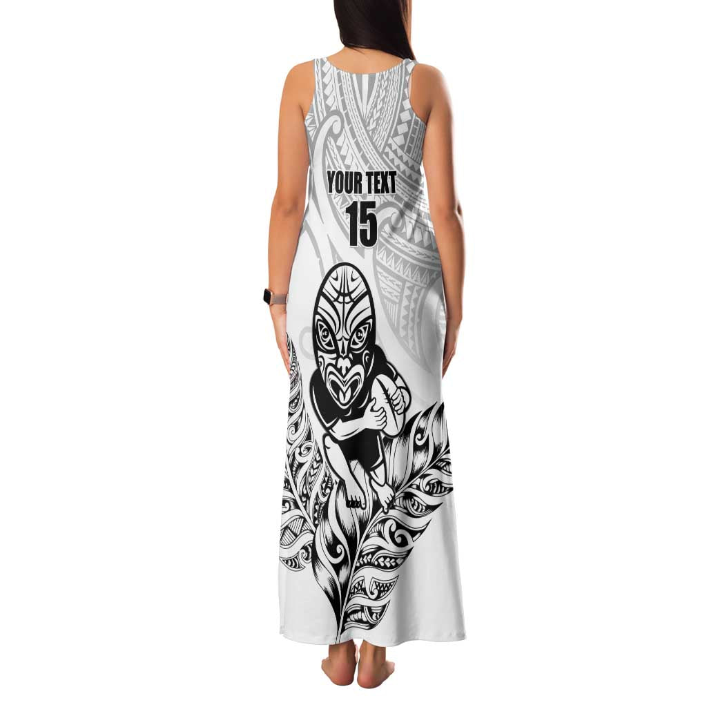 New Zealand Silver Fern Rugby Custom Family Matching Tank Maxi Dress and Hawaiian Shirt Maori Tiki White Version