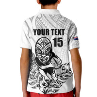 New Zealand Silver Fern Rugby Custom Kid Polo Shirt Maori Tiki White Version