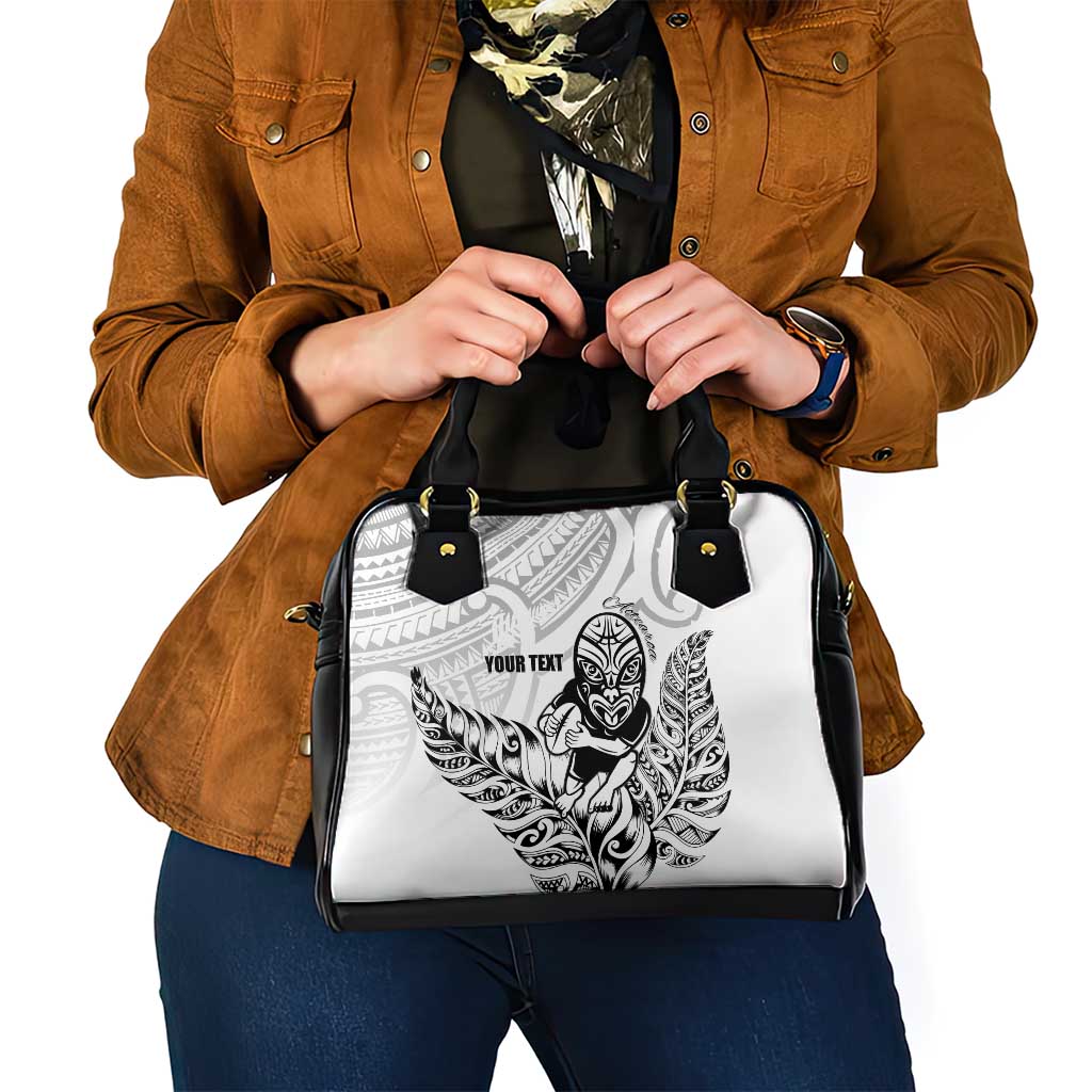 New Zealand Silver Fern Rugby Custom Shoulder Handbag Maori Tiki White Version