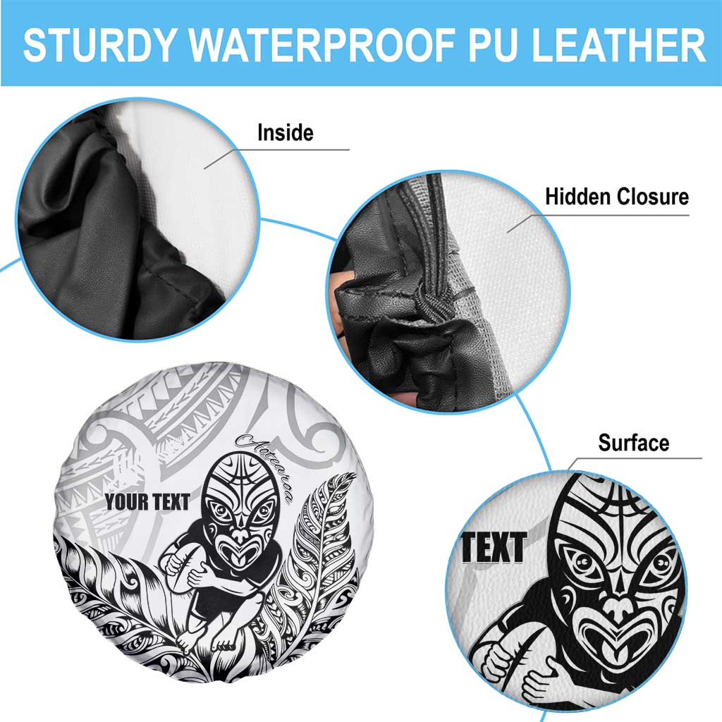 New Zealand Silver Fern Rugby Custom Spare Tire Cover Maori Tiki White Version