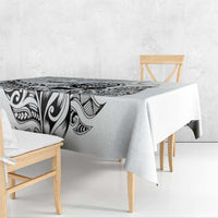 New Zealand Silver Fern Rugby Custom Tablecloth Maori Tiki White Version