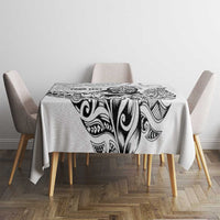 New Zealand Silver Fern Rugby Custom Tablecloth Maori Tiki White Version