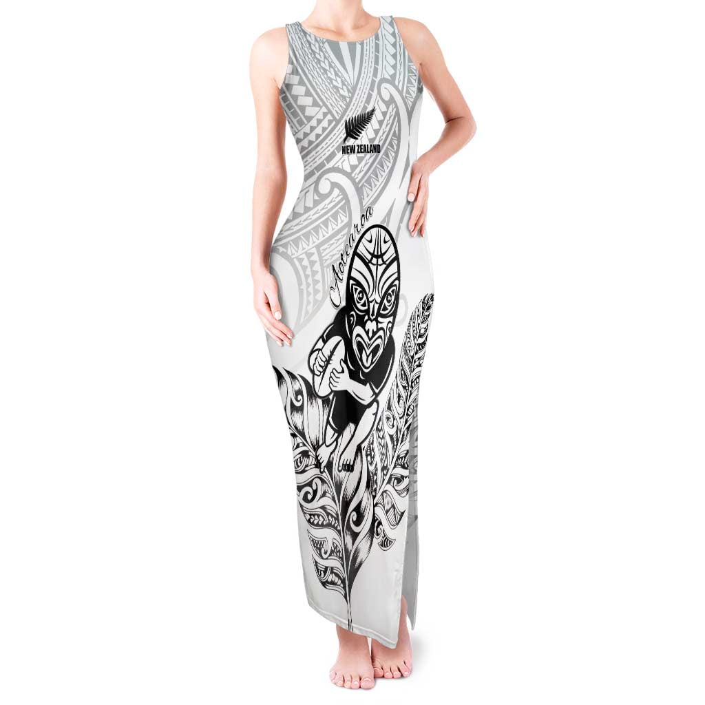 New Zealand Silver Fern Rugby Custom Tank Maxi Dress Maori Tiki White Version