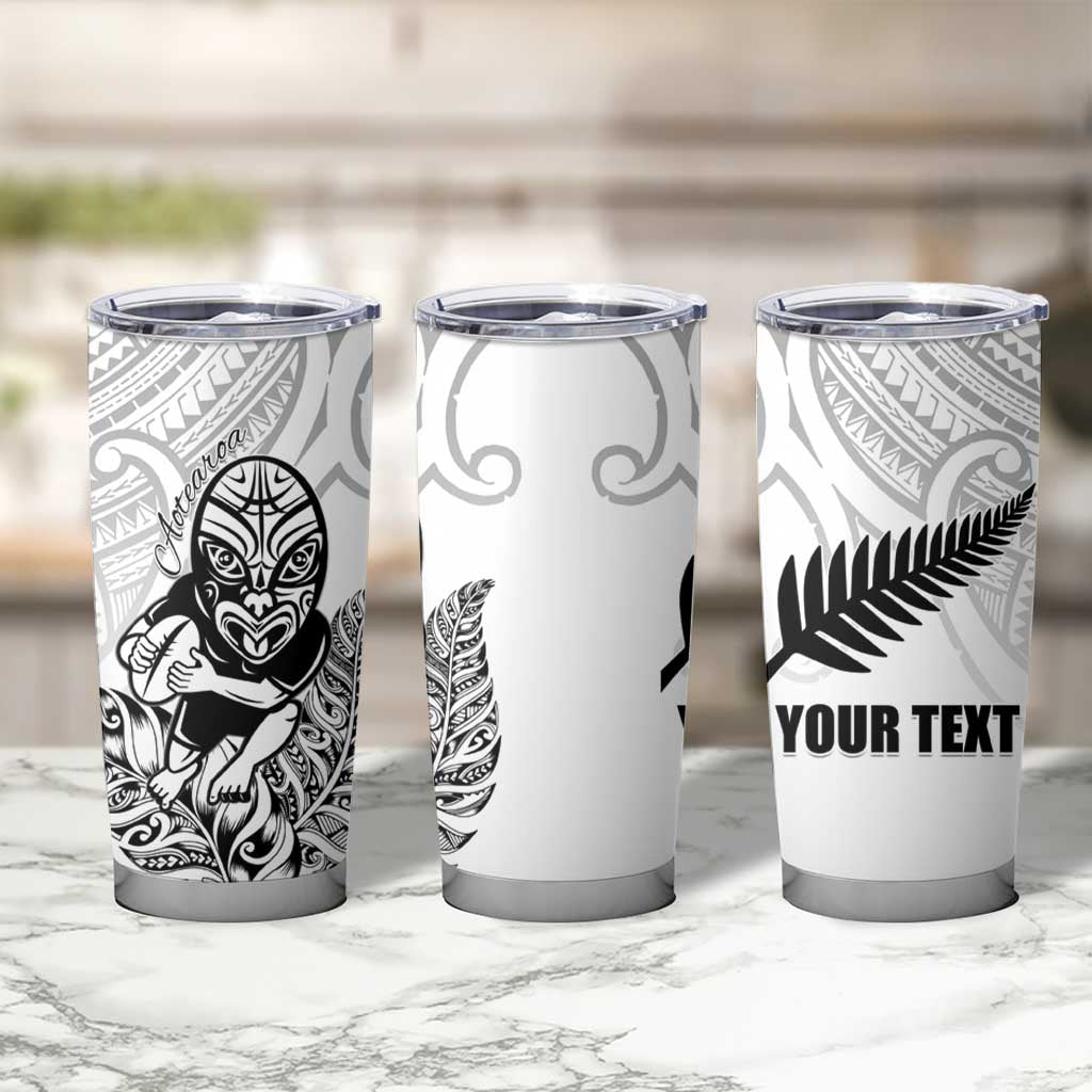 New Zealand Silver Fern Rugby Custom Tumbler Cup Maori Tiki White Version