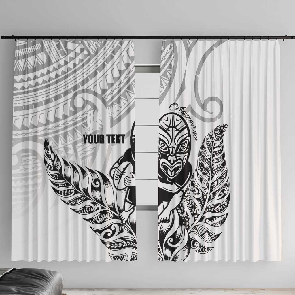 New Zealand Silver Fern Rugby Custom Window Curtain Maori Tiki White Version