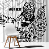 New Zealand Silver Fern Rugby Custom Window Curtain Maori Tiki White Version
