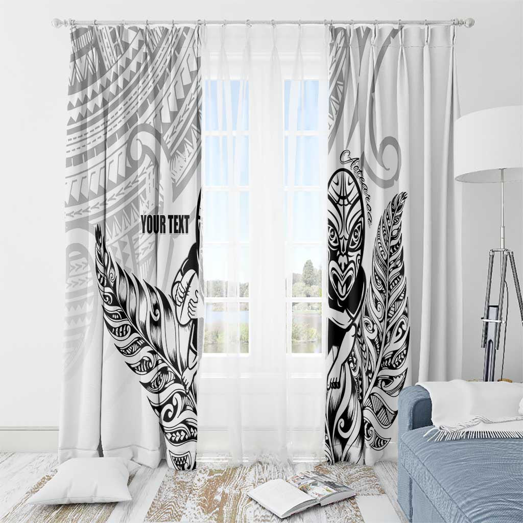 New Zealand Silver Fern Rugby Custom Window Curtain Maori Tiki White Version