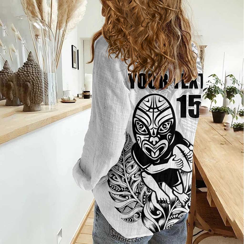 New Zealand Silver Fern Rugby Custom Women Casual Shirt Maori Tiki White Version