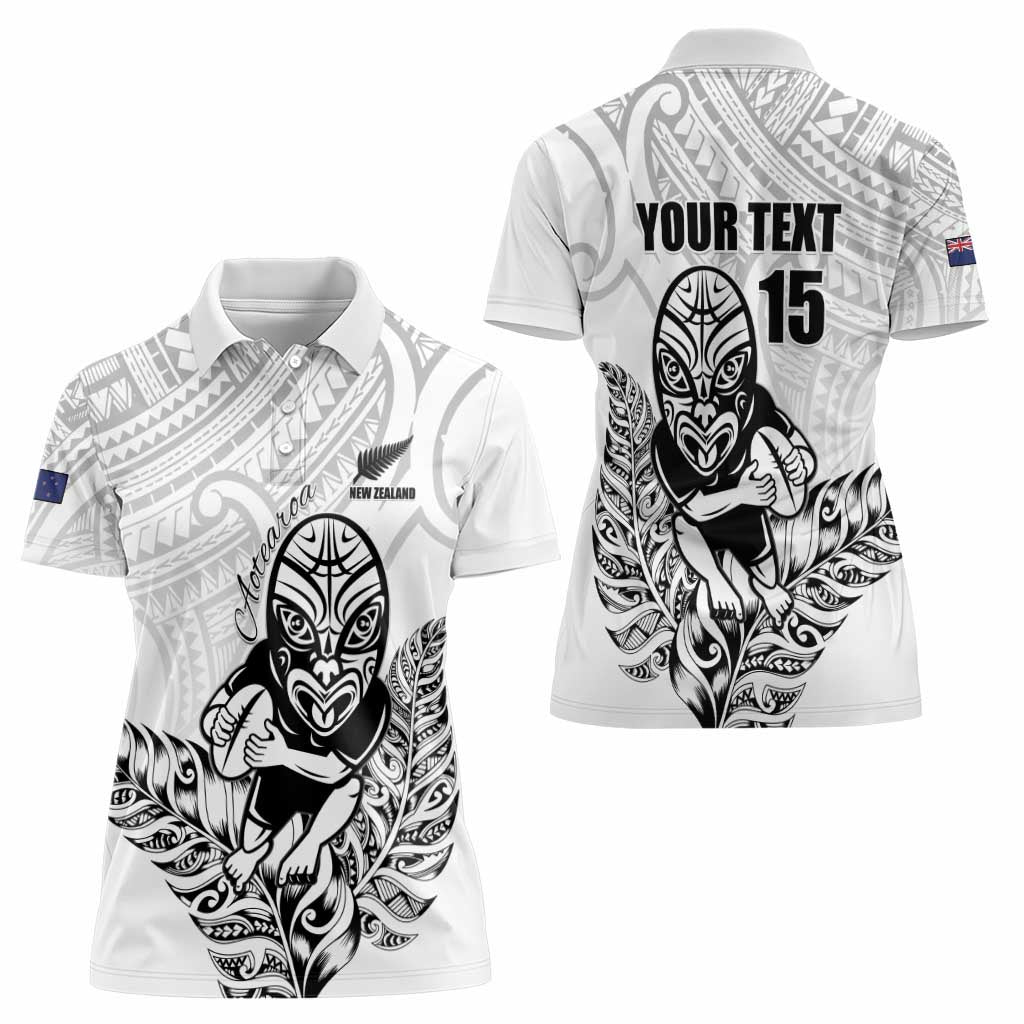 New Zealand Silver Fern Rugby Custom Women Polo Shirt Maori Tiki White Version